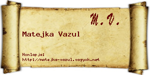 Matejka Vazul névjegykártya